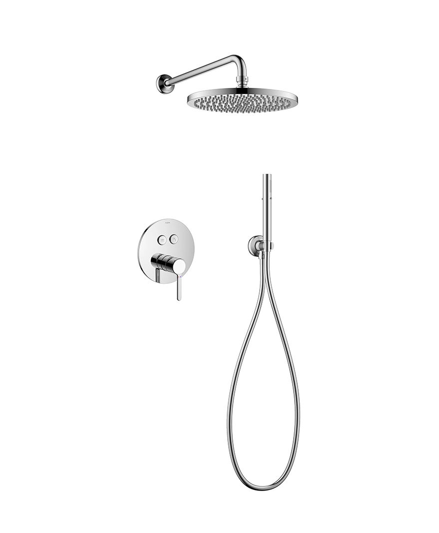 Single lever concealed shower mixer with 2 GoClick® on/off buttons