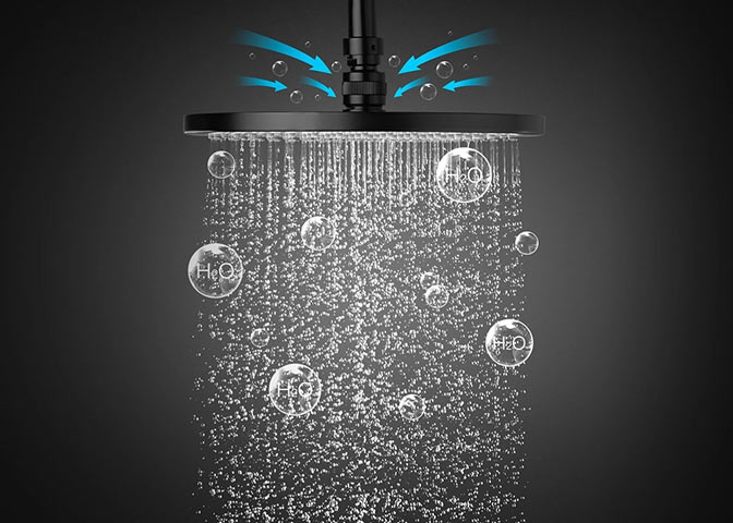 Air-Mix shower technology, 23% water-saving.